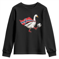 Norway Soccer Goose Youth Sweatshirt Norwegian Flag Patriotic Football Fan Graphic