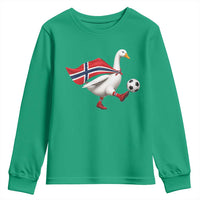 Norway Soccer Goose Youth Sweatshirt Norwegian Flag Patriotic Football Fan Graphic