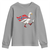 Norway Soccer Goose Youth Sweatshirt Norwegian Flag Patriotic Football Fan Graphic