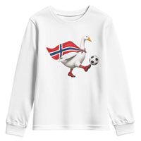 Norway Soccer Goose Youth Sweatshirt Norwegian Flag Patriotic Football Fan Graphic