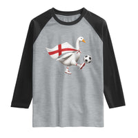 England Soccer Goose Raglan Shirt Patriotic Football Fan Graphic England Flag