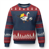 Belgium Soccer Goose Ugly Christmas Sweater Belgian Flag Patriotic Football Fan Graphic