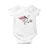 USA Soccer Goose Baby Onesie American Flag Patriotic Football Fan Graphic