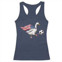 USA Soccer Goose Racerback Tank Top American Flag Patriotic Football Fan Graphic