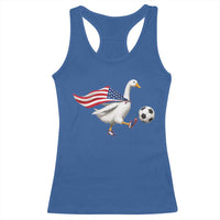 USA Soccer Goose Racerback Tank Top American Flag Patriotic Football Fan Graphic
