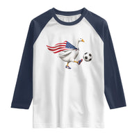 USA Soccer Goose Raglan Shirt American Flag Patriotic Football Fan Graphic