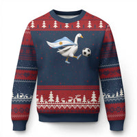 Argentina Soccer Goose Ugly Christmas Sweater Argentine Flag Patriotic Football Fan Graphic