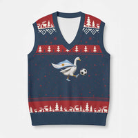 Argentina Soccer Goose V-Neck Knit Sweater Vest Argentine Flag Patriotic Football Fan Graphic