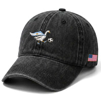 Argentina Soccer Goose Washed Cotton Baseball Cap Argentine Flag Patriotic Football Fan Graphic