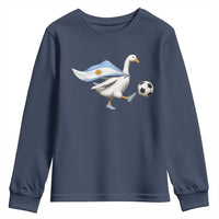 Argentina Soccer Goose Youth Sweatshirt Argentine Flag Patriotic Football Fan Graphic