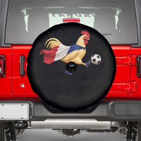 Funny France Soccer Spare Tire Cover Rooster Wearing French Flag Patriotic Football Fan Graphic