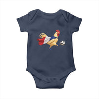 Funny France Soccer Baby Onesie Rooster Wearing French Flag Patriotic Football Fan Graphic