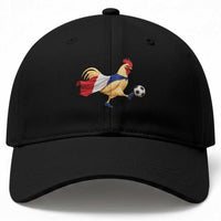 Funny France Soccer Baseball Cap Rooster Wearing French Flag Patriotic Football Fan Graphic