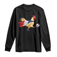 Funny France Soccer Long Sleeve Shirt Rooster Wearing French Flag Patriotic Football Fan Graphic