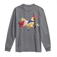 Funny France Soccer Long Sleeve Shirt Rooster Wearing French Flag Patriotic Football Fan Graphic