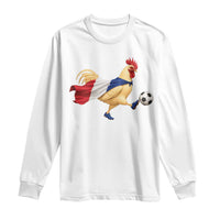 Funny France Soccer Long Sleeve Shirt Rooster Wearing French Flag Patriotic Football Fan Graphic