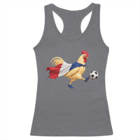 Funny France Soccer Racerback Tank Top Rooster Wearing French Flag Patriotic Football Fan Graphic
