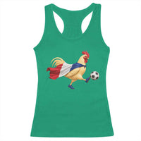 Funny France Soccer Racerback Tank Top Rooster Wearing French Flag Patriotic Football Fan Graphic