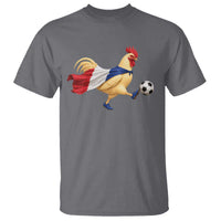 Funny France Soccer T Shirt Rooster Wearing French Flag Patriotic Football Fan Graphic