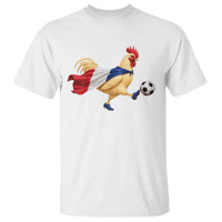 Funny France Soccer T Shirt Rooster Wearing French Flag Patriotic Football Fan Graphic