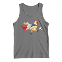 Funny France Soccer Tank Top Rooster Wearing French Flag Patriotic Football Fan Graphic