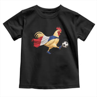 Funny France Soccer Toddler T Shirt Rooster Wearing French Flag Patriotic Football Fan Graphic
