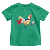 Funny France Soccer Toddler T Shirt Rooster Wearing French Flag Patriotic Football Fan Graphic