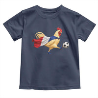 Funny France Soccer Toddler T Shirt Rooster Wearing French Flag Patriotic Football Fan Graphic