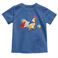 Funny France Soccer Toddler T Shirt Rooster Wearing French Flag Patriotic Football Fan Graphic