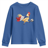 Funny France Soccer Youth Sweatshirt Rooster Wearing French Flag Patriotic Football Fan Graphic