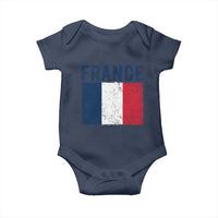 Vintage France Flag Distressed French Pride Patriotic Soccer Fan Graphic Baby Onesie