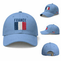 Vintage France Flag Distressed French Pride Patriotic Soccer Fan Graphic Baseball Cap