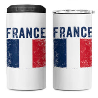 Vintage France Flag Distressed French Pride Patriotic Soccer Fan Graphic 4 in 1 Can Cooler Tumbler