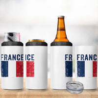 Vintage France Flag Distressed French Pride Patriotic Soccer Fan Graphic 4 in 1 Can Cooler Tumbler