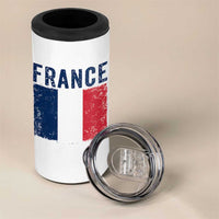 Vintage France Flag Distressed French Pride Patriotic Soccer Fan Graphic 4 in 1 Can Cooler Tumbler