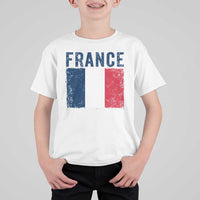 Vintage France Flag Distressed French Pride Patriotic Soccer Fan Graphic T Shirt For Kid
