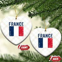 Vintage France Flag Distressed French Pride Patriotic Soccer Fan Graphic Ceramic Ornament