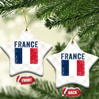 Vintage France Flag Distressed French Pride Patriotic Soccer Fan Graphic Ceramic Ornament