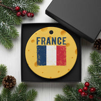 Vintage France Flag Distressed French Pride Patriotic Soccer Fan Graphic Ceramic Ornament