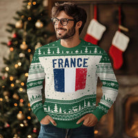 Vintage France Flag Distressed French Pride Patriotic Soccer Fan Graphic Ugly Christmas Sweater
