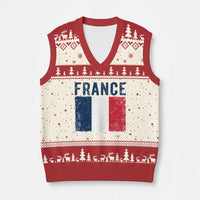 Vintage France Flag Distressed French Pride Patriotic Soccer Fan Graphic V-Neck Knit Sweater Vest