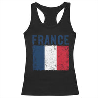Vintage France Flag Distressed French Pride Patriotic Soccer Fan Graphic Racerback Tank Top