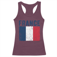 Vintage France Flag Distressed French Pride Patriotic Soccer Fan Graphic Racerback Tank Top