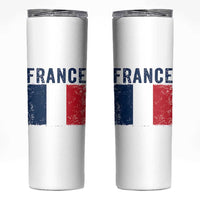 Vintage France Flag Distressed French Pride Patriotic Soccer Fan Graphic Skinny Tumbler