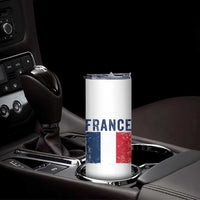 Vintage France Flag Distressed French Pride Patriotic Soccer Fan Graphic Skinny Tumbler