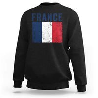 Vintage France Flag Distressed French Pride Patriotic Soccer Fan Graphic Sweatshirt
