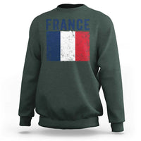 Vintage France Flag Distressed French Pride Patriotic Soccer Fan Graphic Sweatshirt