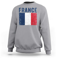 Vintage France Flag Distressed French Pride Patriotic Soccer Fan Graphic Sweatshirt