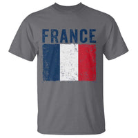Vintage France Flag Distressed French Pride Patriotic Soccer Fan Graphic T Shirt