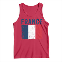 Vintage France Flag Distressed French Pride Patriotic Soccer Fan Graphic Tank Top
